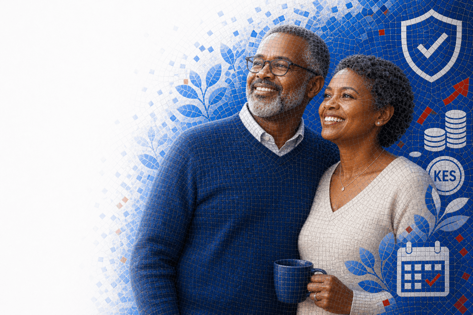 Retired couple enjoying secure income mosaic illustrating APA Guaranteed Flexi Annuity