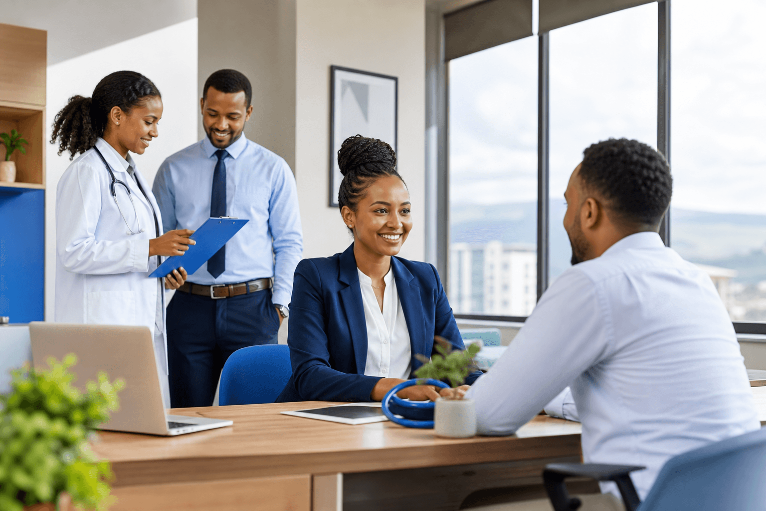 Corporate employees in a modern workplace, covered by APA Corporate Health Cover