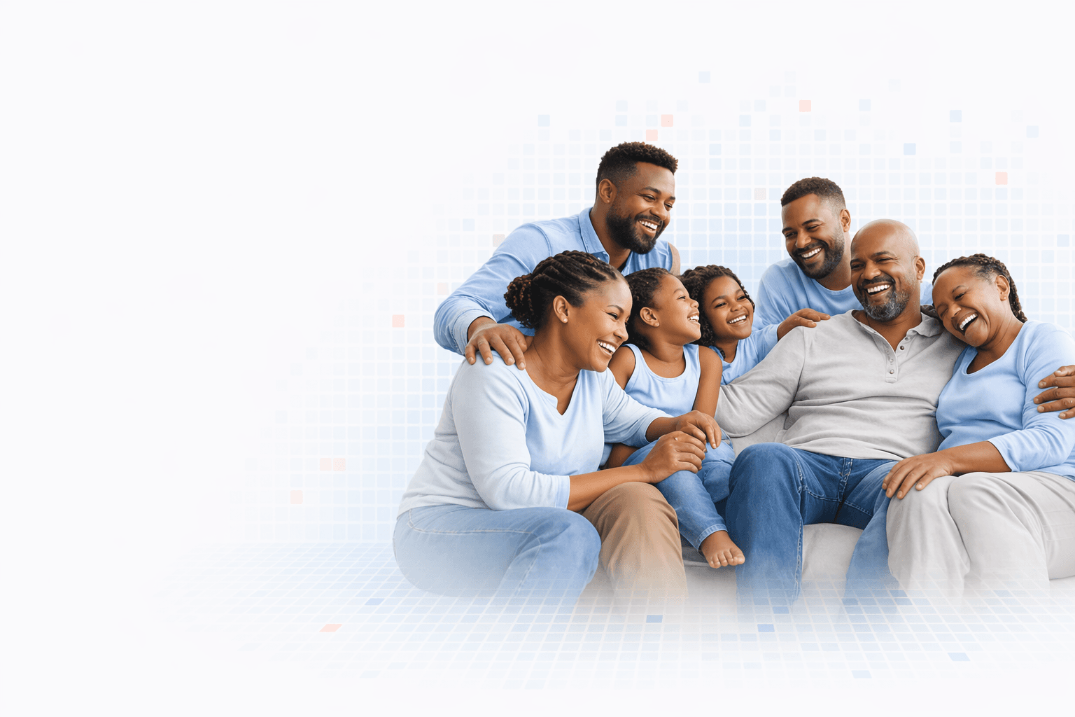 Happy family embracing - Jamii Plus Cover illustration