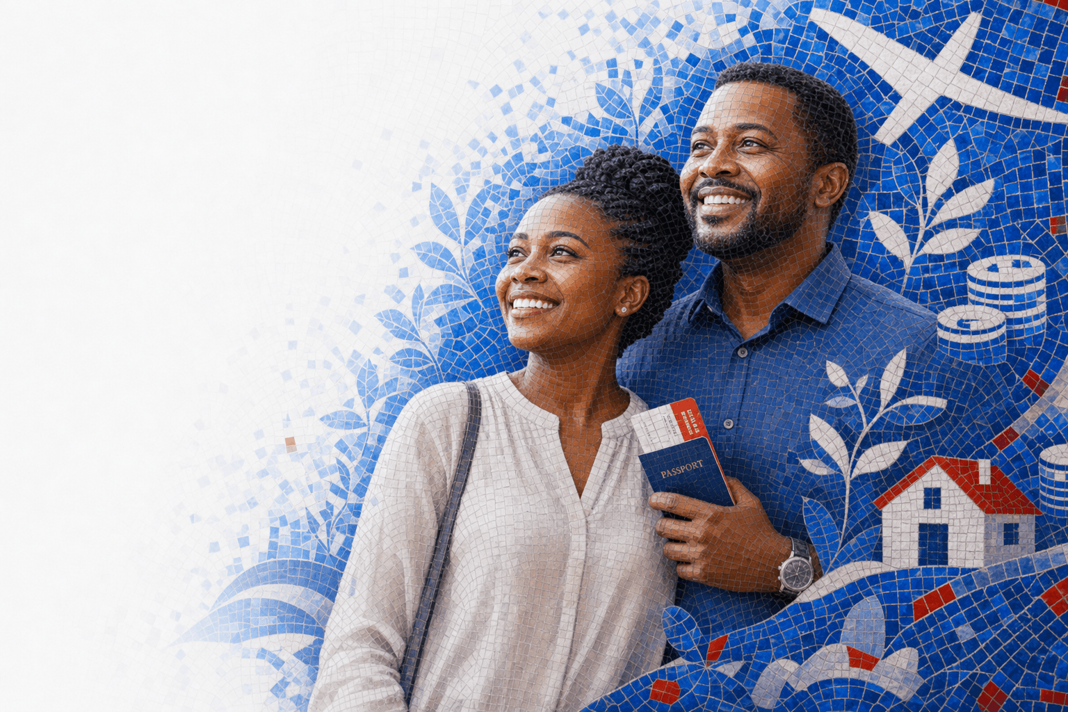 Couple planning future goals mosaic illustrating APA Imarika savings plan