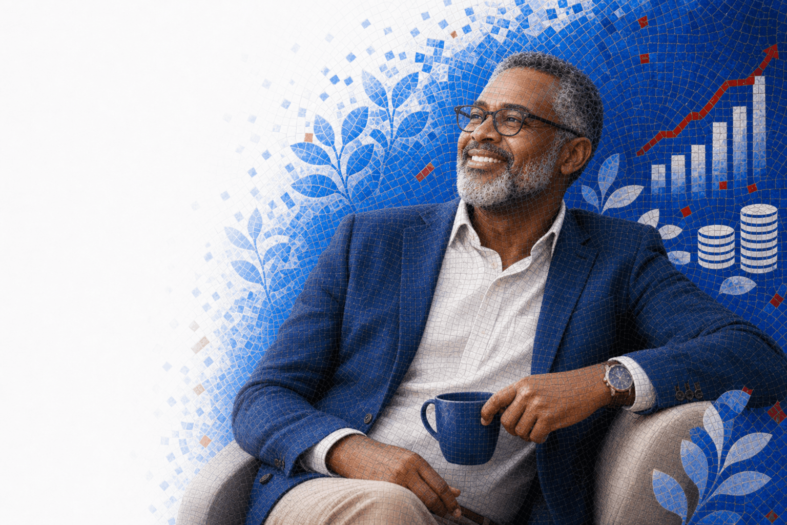 Retired professional enjoying flexible income mosaic illustrating APA Income Drawdown Plan
