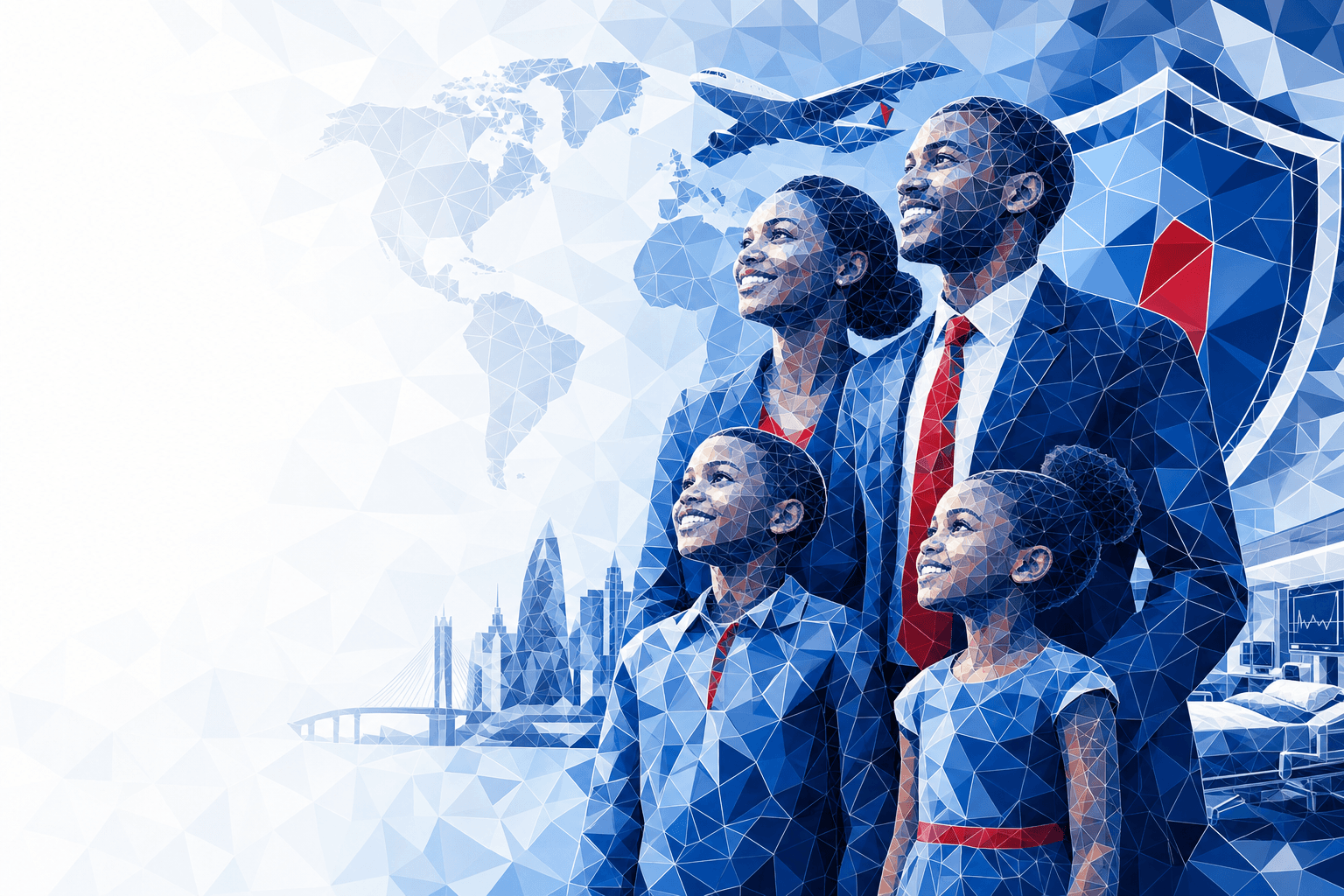 Global travellers and professionals with mosaic effect, illustrating APA International Health Cover