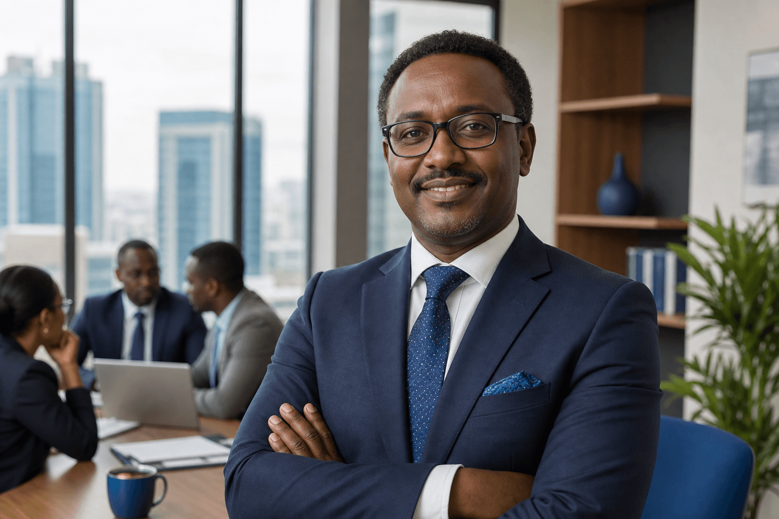 A business executive in a corporate office, protected by APA Key Man Plan