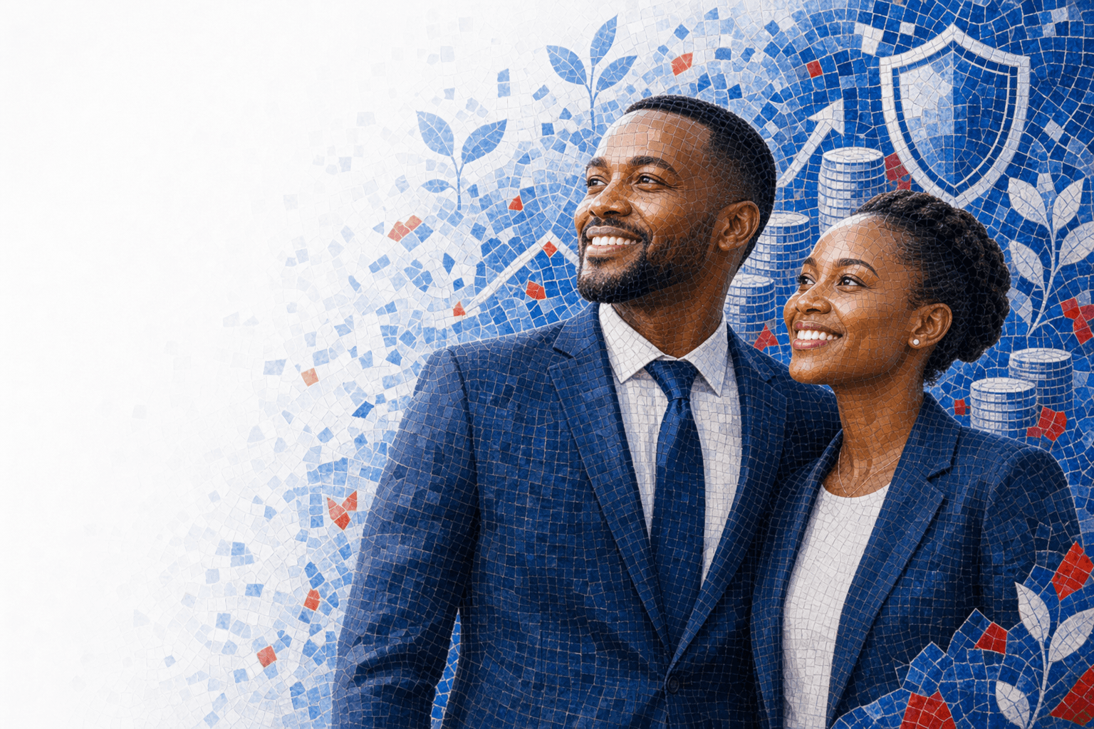 Professional mosaic illustrating APA WealthBuilder savings and protection plan