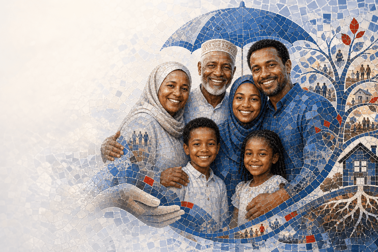 Multi-generational family mosaic illustrating the APA Life Whole Life Plan and lasting legacy