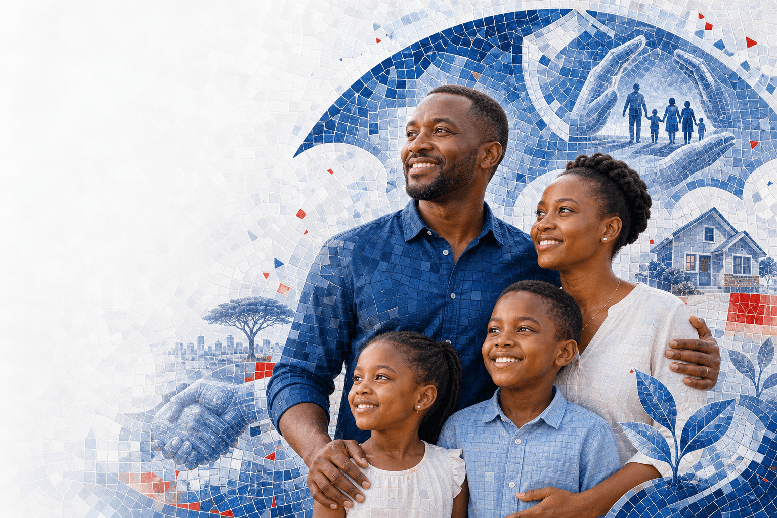 Protective family mosaic illustrating APA Life Term Assurance pure life cover